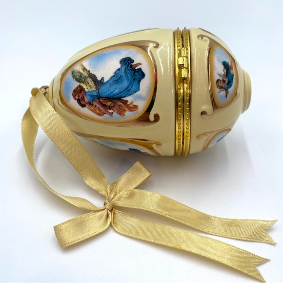 Mr. Christmas Valerie Parr Hill Musical Egg Ornament Trinket Yellow Angels WORKS - Picture 7 of 11